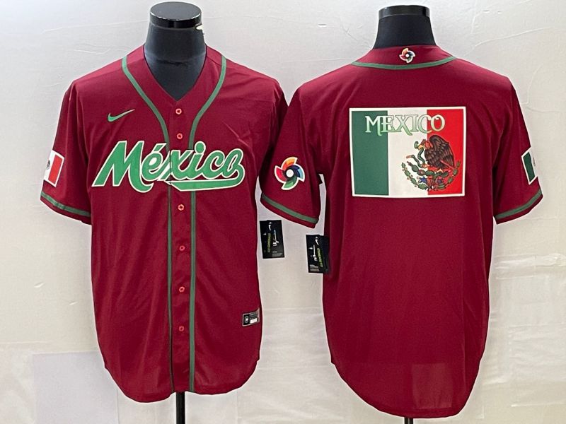 Men 2023 World Cub Mexico Blank Red Nike MLB Jersey14